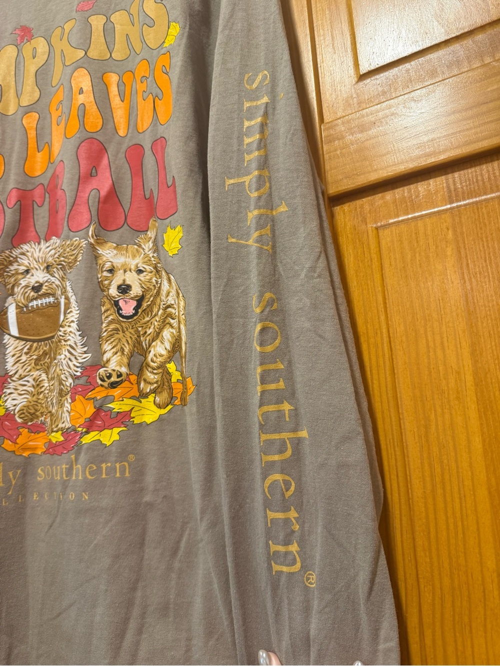 Simply Southern Fall Taupe Long Sleeve Tee - Picture 3 of 5